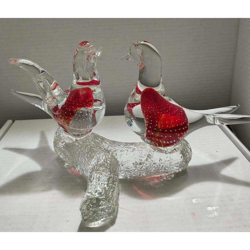 ICET Red Love Birds on Branch Figurine